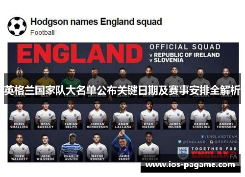 英格兰国家队大名单公布关键日期及赛事安排全解析